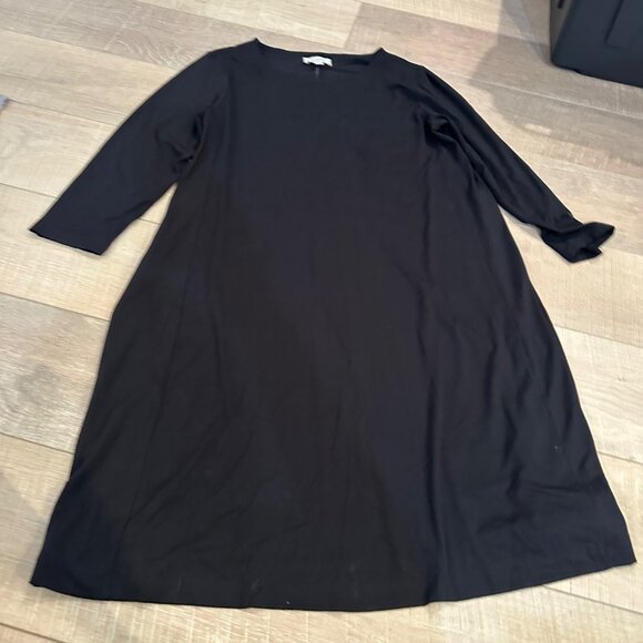 LOFT WOMENS MEDIUM SHIRT DRESS 3/4 SLEEVE BLACK NEW MEDIUM - Picture 2 of 7